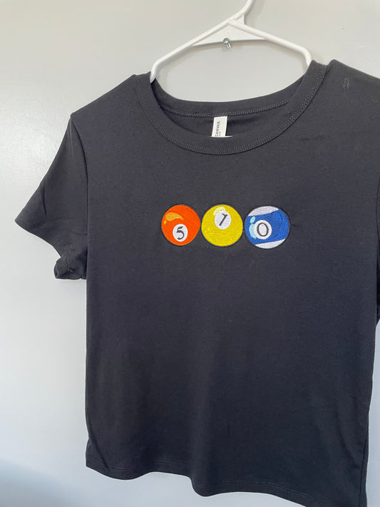 510 Pool Balls | Black Baby Tee (Women's Fitted Crop)