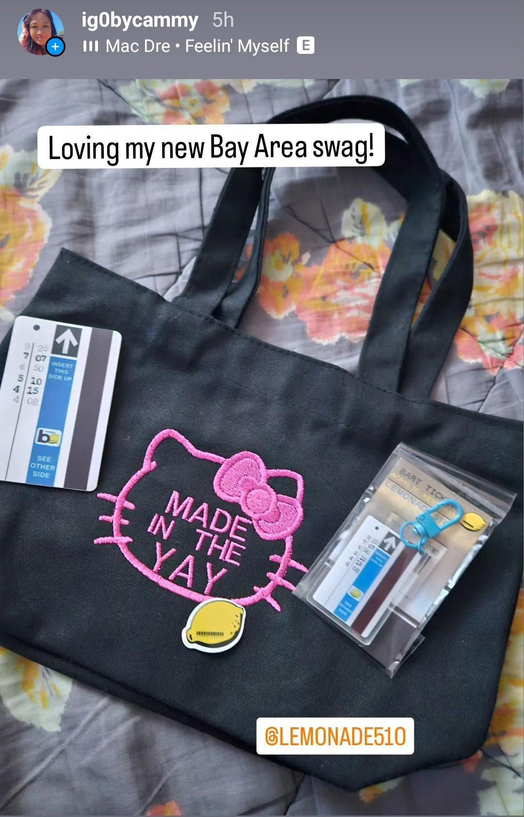 HK Made In The Yay | Mini Black Tote (Pink Tones)