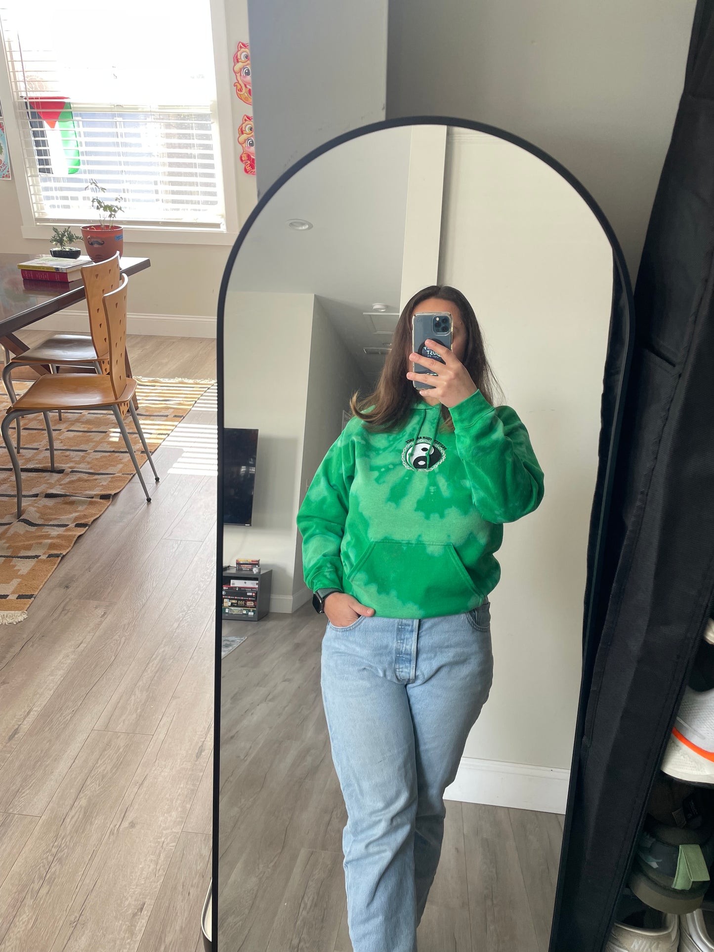 Protect Your Balance | Green Bleach Dye Hoody