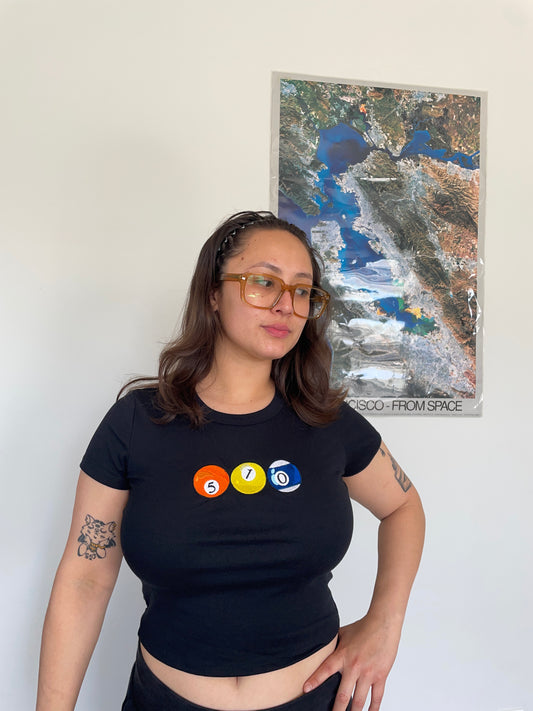 510 Pool Balls | Black Baby Tee (Women's Fitted Crop)