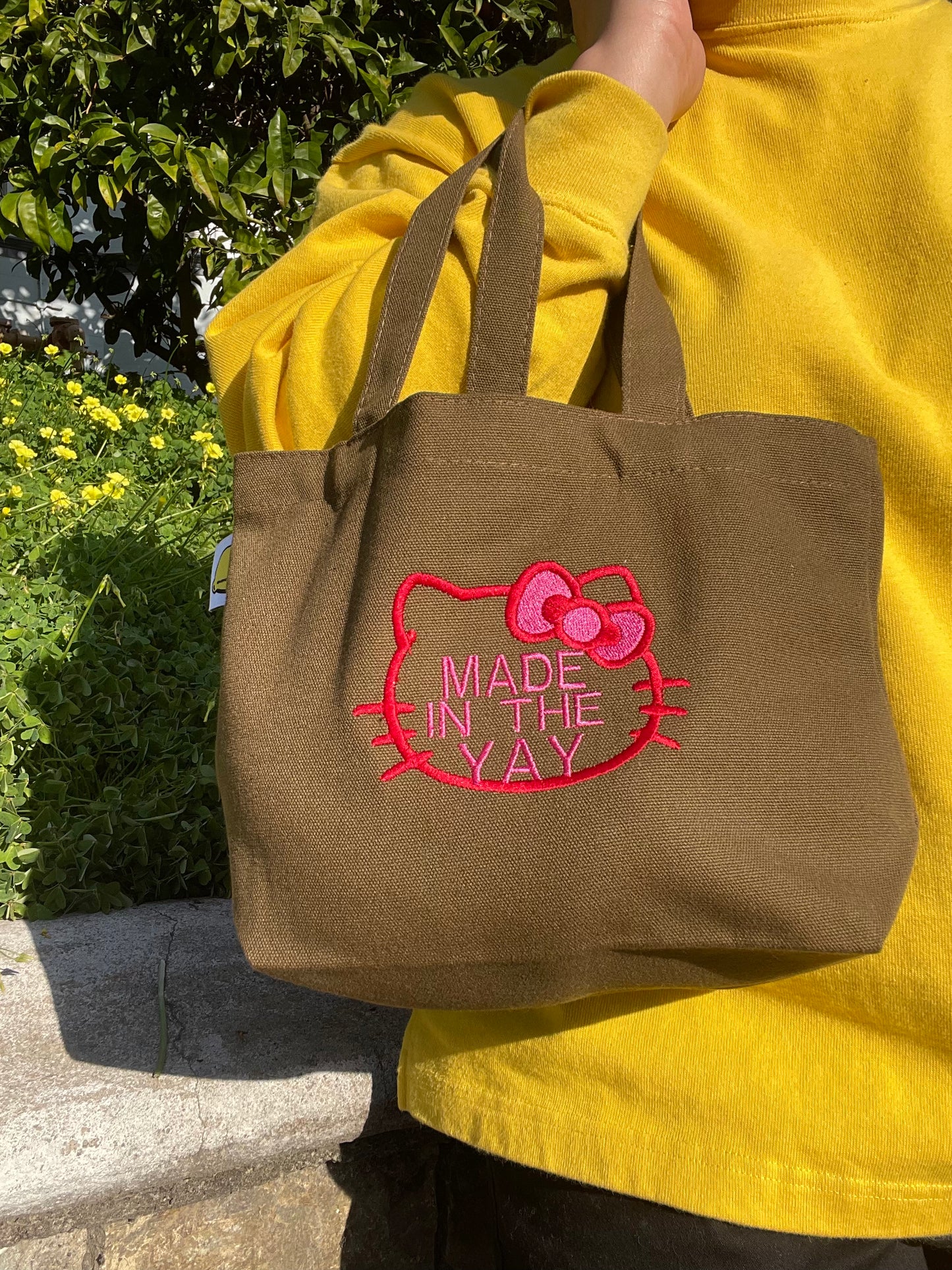 HK Made In The Yay | Mini Brown Tote (Red/Pink)