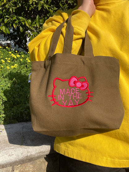 HK Made In The Yay | Mini Brown Tote (Red/Pink)