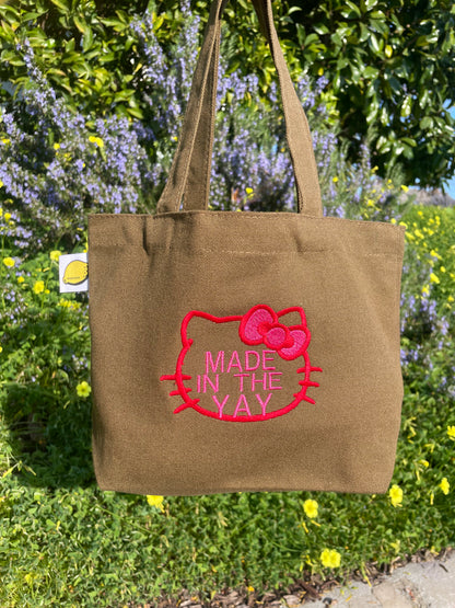 HK Made In The Yay | Mini Brown Tote (Red/Pink)
