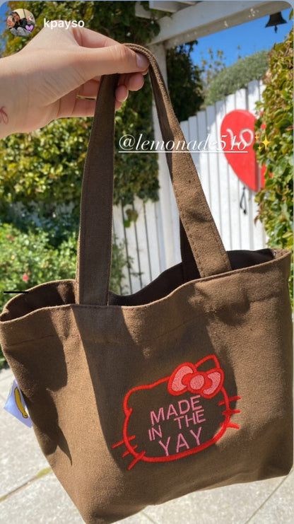 HK Made In The Yay | Mini Brown Tote (Red/Pink)