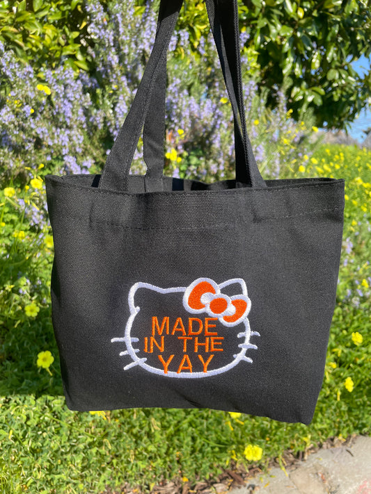 HK Made In The Yay | Mini Black Tote (White/Orange)