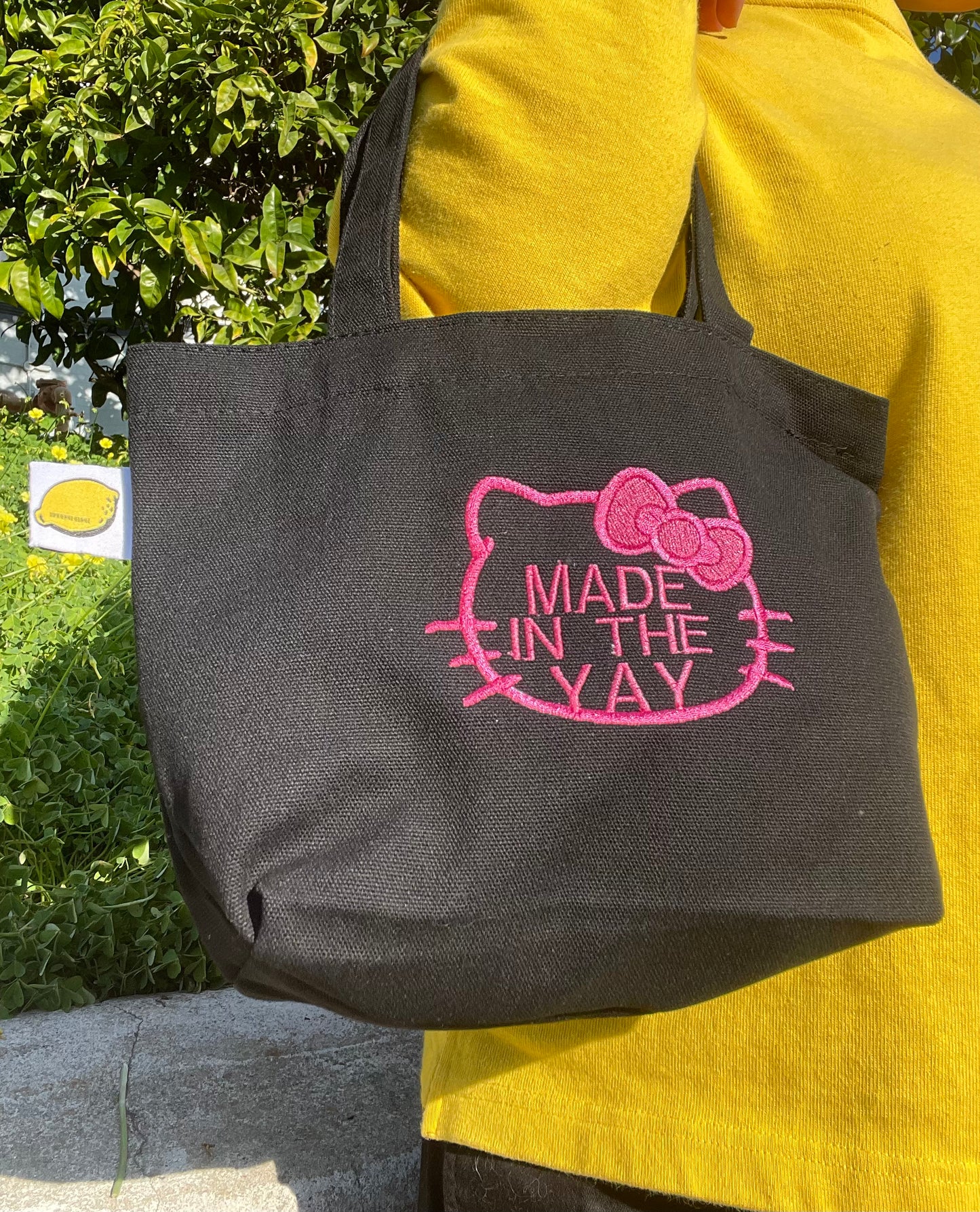 HK Made In The Yay | Mini Black Tote (Pink Tones)