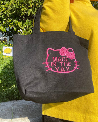 HK Made In The Yay | Mini Black Tote (Pink Tones)
