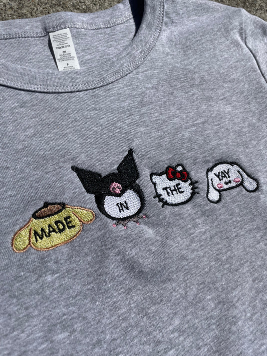 Made In The Yay | Grey Baby Tee (Women's Fitted Crop)